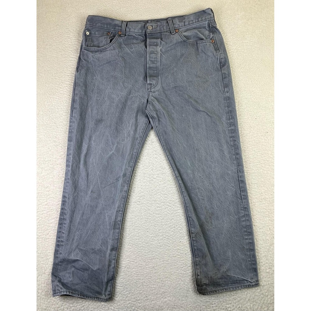 Levis 501 Jeans Mens 40x32 (Fits 38x29) Gray Button Fly Denim Straight Leg